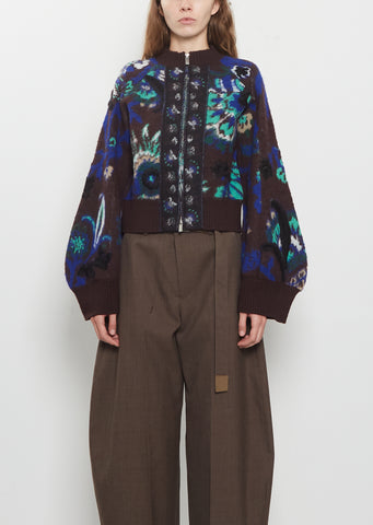 Floral Jacquard Knit Jacket