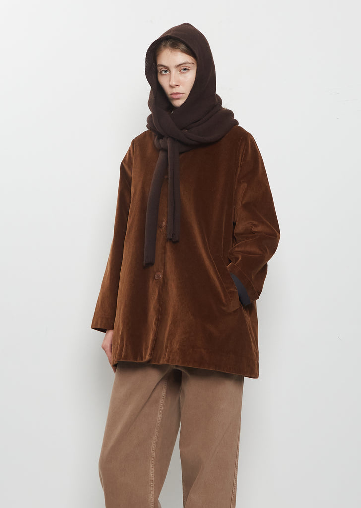 Fine Wool Hooded Scarf — Ebony