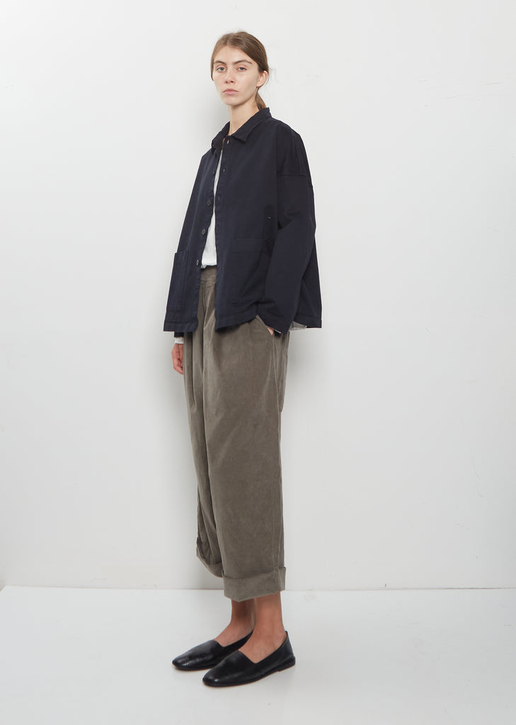 Compact Cotton Overshirt Jacket — Navy