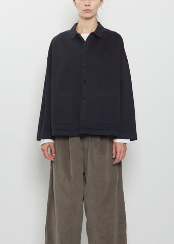 Compact Cotton Overshirt Jacket — Navy