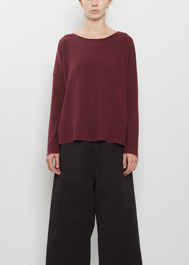 Heavy Jersey R-Neck Jumper — Wine
