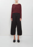 Compact Cotton Wide & Short Trousers — Brown