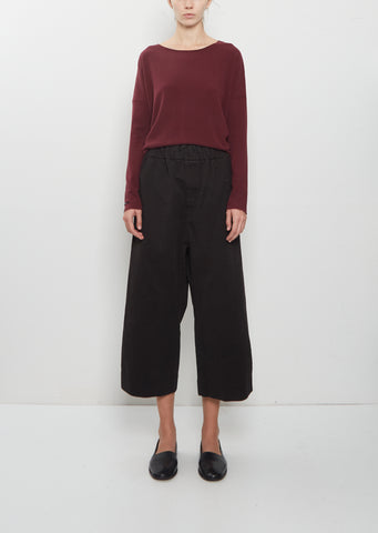 Compact Cotton Wide & Short Trousers — Brown