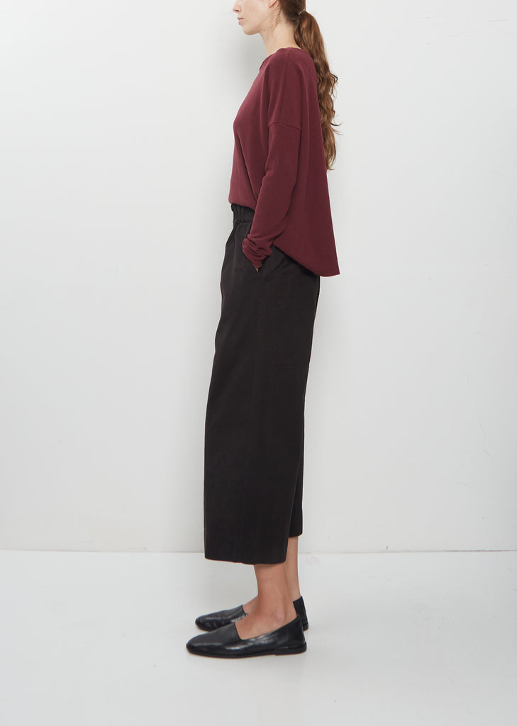 Compact Cotton Wide & Short Trousers — Brown
