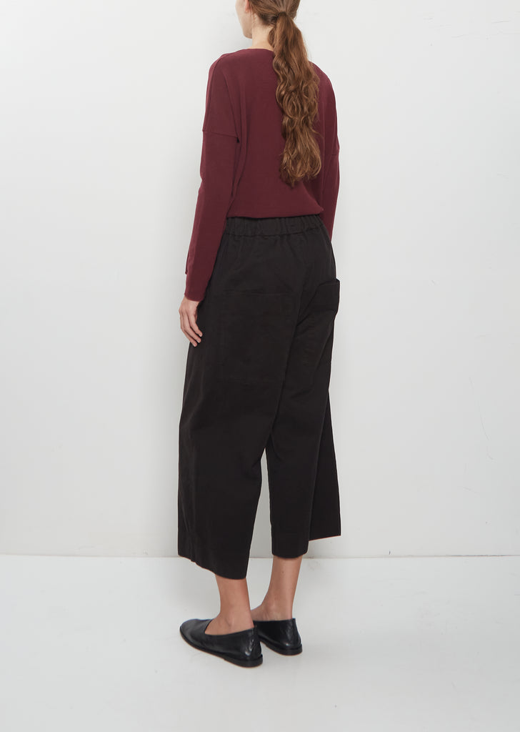 Compact Cotton Wide & Short Trousers — Brown