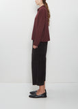 Light Cotton Short Collar Shirt — Wine