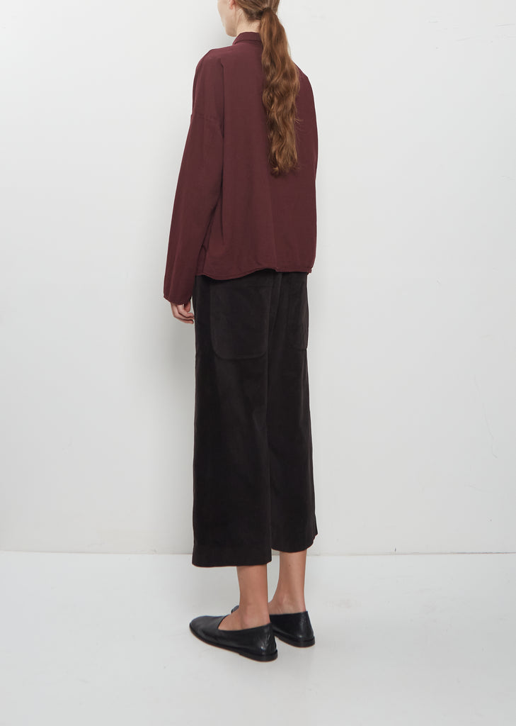 Light Cotton Short Collar Shirt — Wine