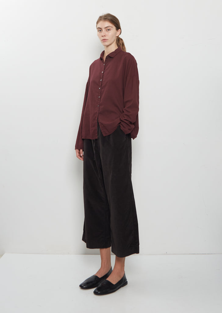 Light Cotton Short Collar Shirt — Wine