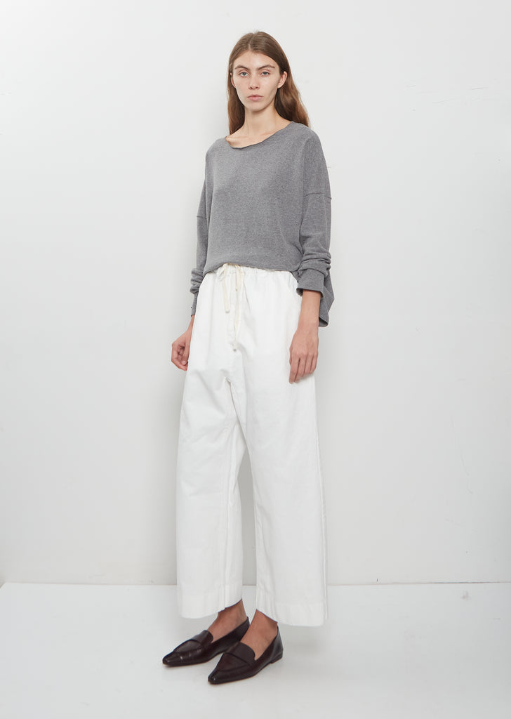 Compact Cotton Wide & Long Trousers — Milk