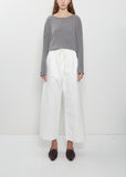 Compact Cotton Wide & Long Trousers — Milk