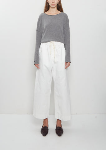 Compact Cotton Wide & Long Trousers — Milk