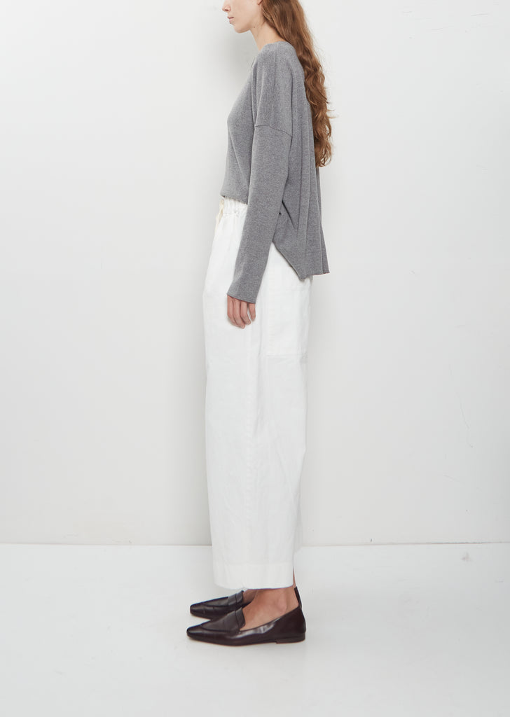 Compact Cotton Wide & Long Trousers — Milk