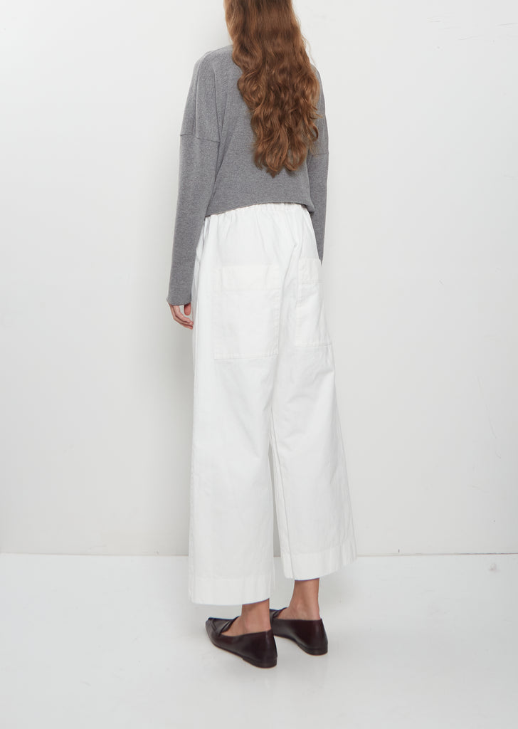Compact Cotton Wide & Long Trousers — Milk
