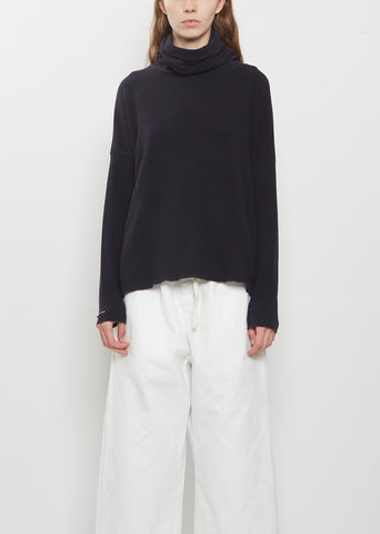 Heavy Jersey Turtleneck — Navy