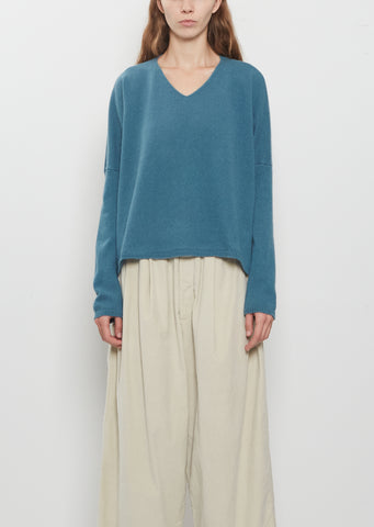 Cashmere V-Neck Sweater — Teal
