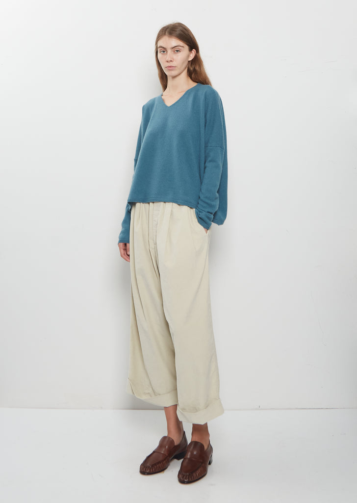 Cashmere V-Neck Sweater — Teal