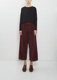 Velvet Wide & Short Trousers — Wine