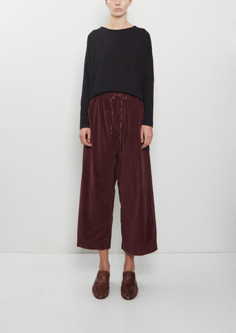Velvet Wide & Short Trousers — Wine
