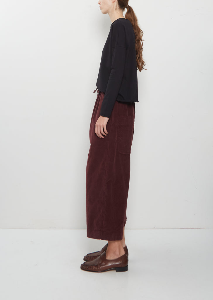 Velvet Wide & Short Trousers — Wine