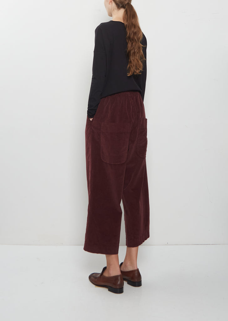 Velvet Wide & Short Trousers — Wine