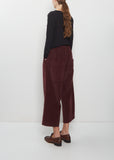 Velvet Wide & Short Trousers — Wine
