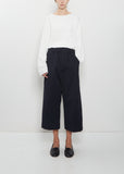 Compact Cotton Wide & Short Trousers — Navy