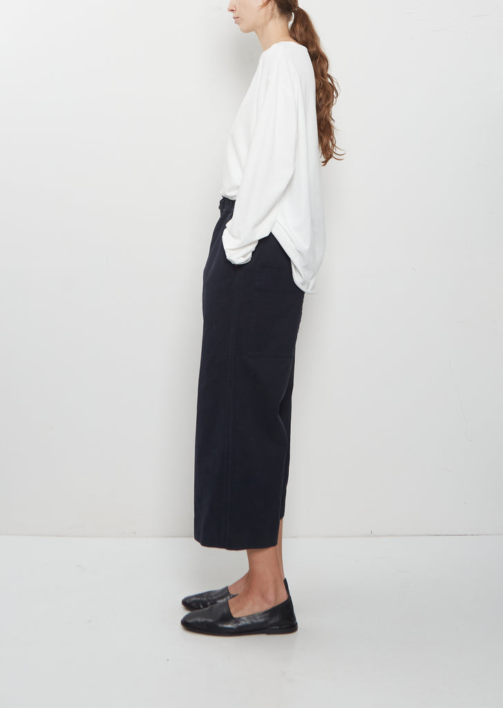 Compact Cotton Wide & Short Trousers — Navy