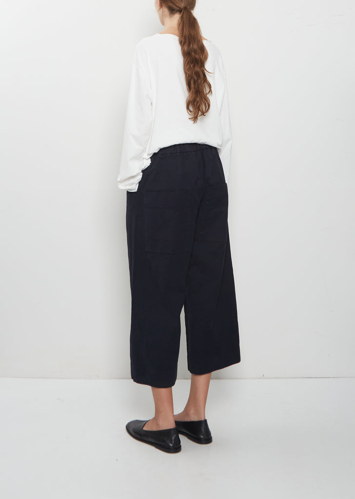 Compact Cotton Wide & Short Trousers — Navy