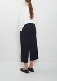 Compact Cotton Wide & Short Trousers — Navy