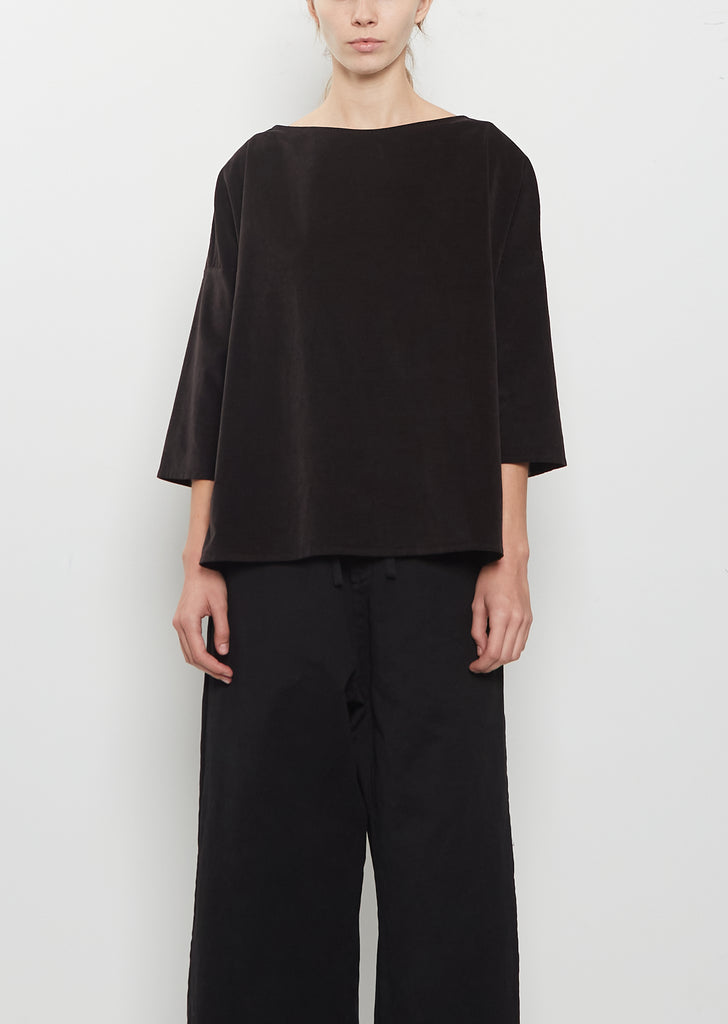 Velvet Boatneck Top — Brown