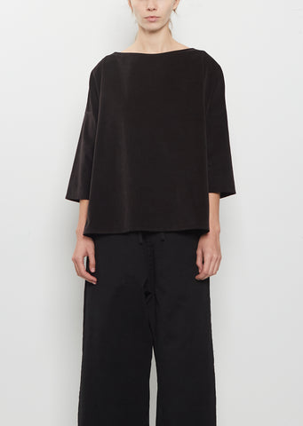 Velvet Boatneck Top — Brown