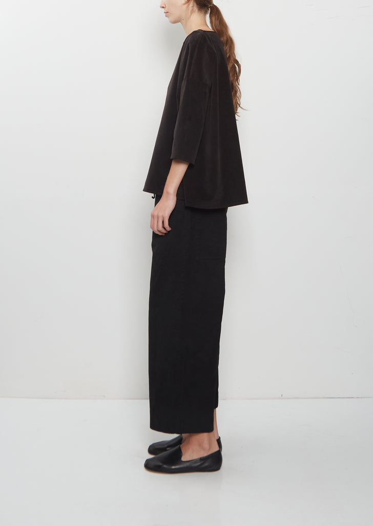 Velvet Boatneck Top — Brown