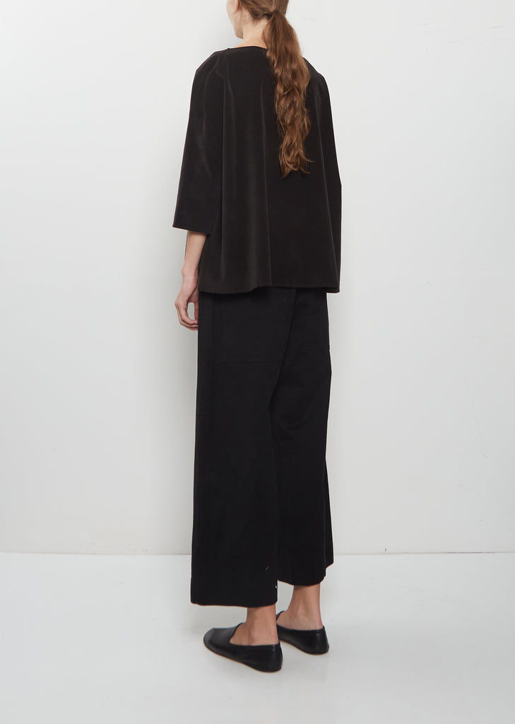 Velvet Boatneck Top — Brown