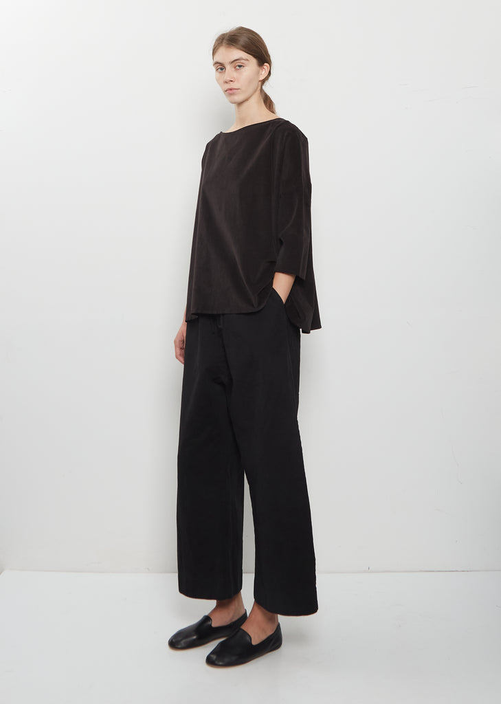 Velvet Boatneck Top — Brown