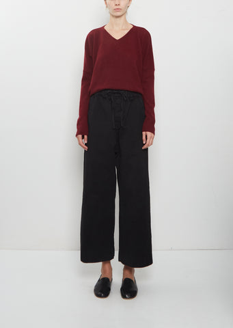 Compact Cotton Wide & Long Trousers — Black