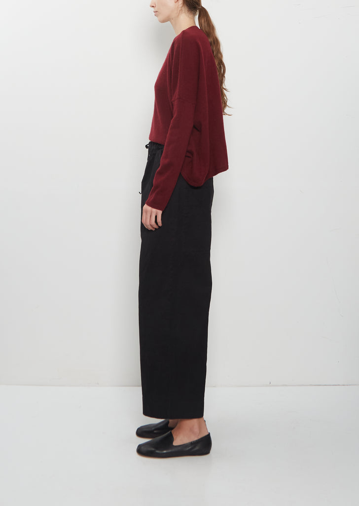 Compact Cotton Wide & Long Trousers — Black