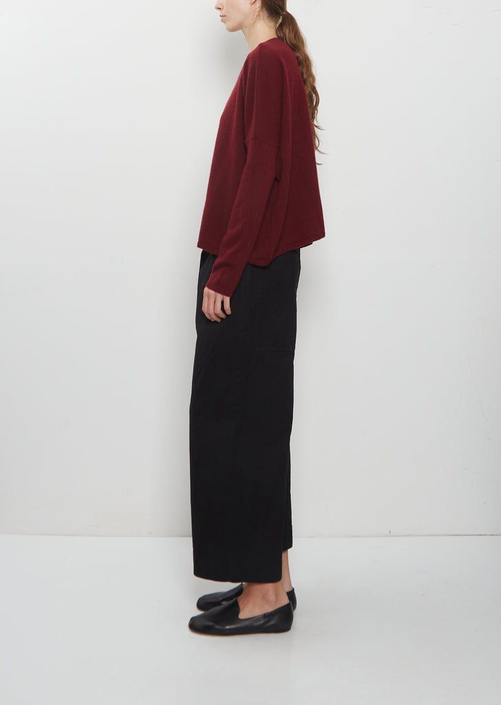 Cashmere V-Neck Sweater — Wine