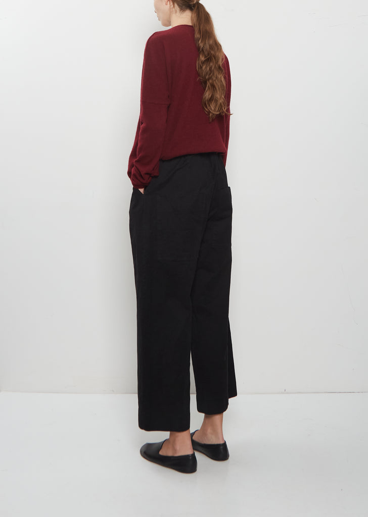 Compact Cotton Wide & Long Trousers — Black