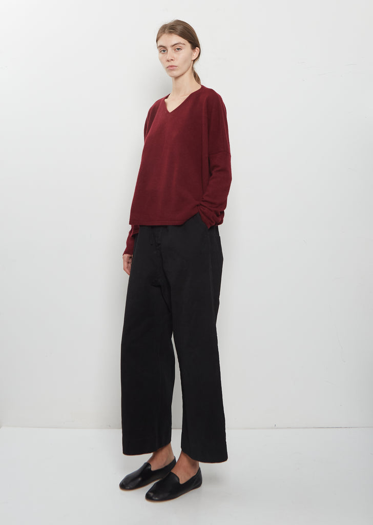 Compact Cotton Wide & Long Trousers — Black
