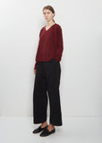 Cashmere V-Neck Sweater — Wine