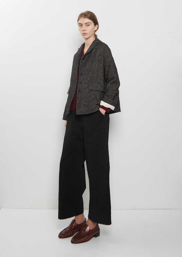 Wool Blend Tweed Loose Blazer
