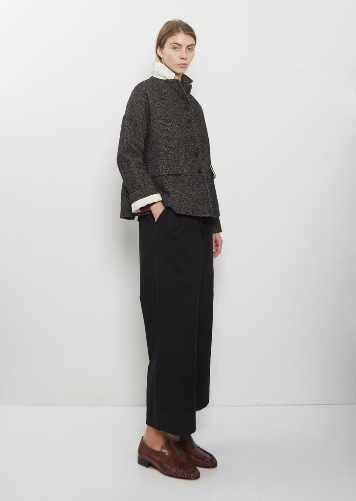 Wool Blend Tweed Loose Blazer