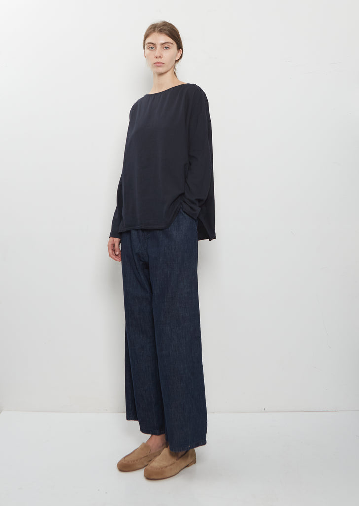 Light Cotton Long Sleeve T-Shirt — Navy