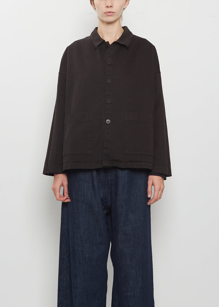 Compact Cotton Overshirt Jacket — Brown