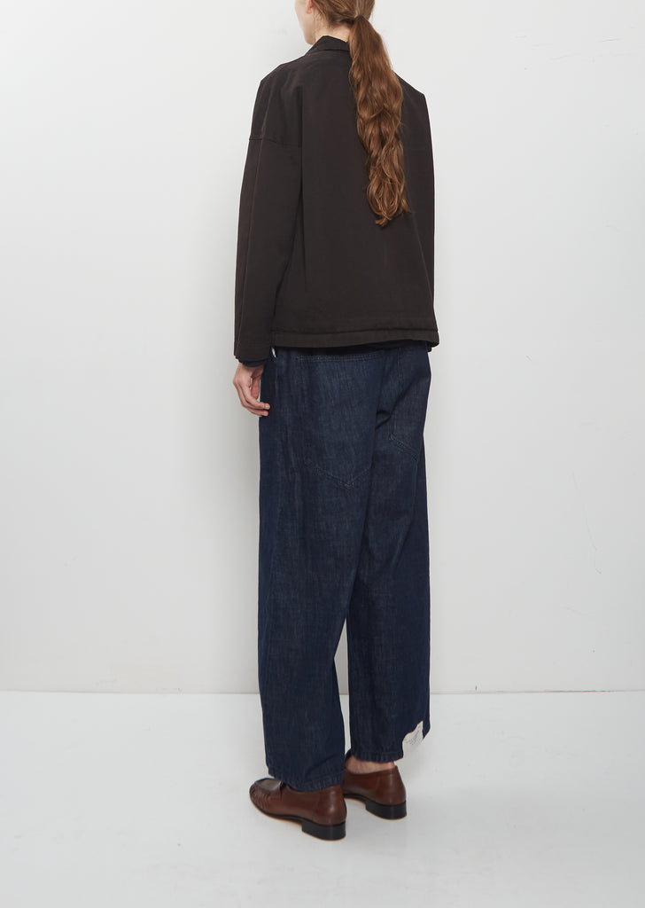 Compact Cotton Overshirt Jacket — Brown