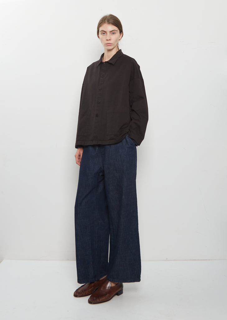 Compact Cotton Overshirt Jacket — Brown