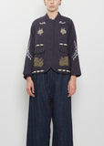 Phil's Flower Beads Wool Jacket — Khaki Check