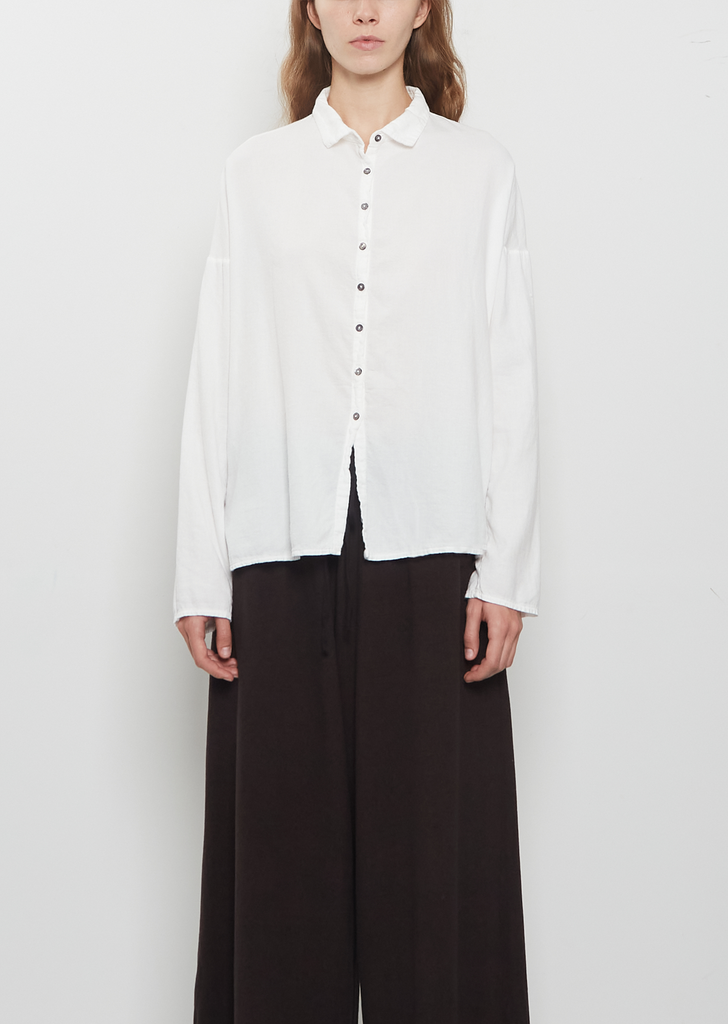 Light Cotton Short Collar Shirt — Milk