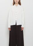 Light Cotton Short Collar Shirt — Milk