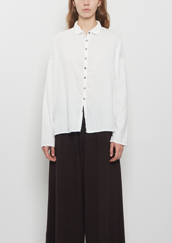 Light Cotton Short Collar Shirt — Milk